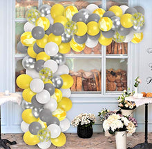 Load image into Gallery viewer, Elephant Baby Shower Decorations Balloon Garland &amp; Arch Kit Yellow Grey Silver White Balloons Agate Yellow Balloon Bumble Bee Party Supplies for Birthday Wedding Engagement Party Decorations
