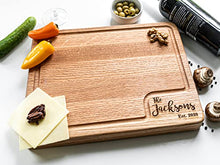 Load image into Gallery viewer, Personalized Cutting Board, Custom Wood Cutting Board, USA Handmade, Wedding Gifts, Anniversary Gift, Couples Gift

