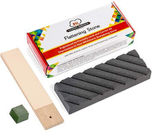 Load image into Gallery viewer, Flattening Stone - The Best Way to Re-Level Sharpening Stones or Waterstones - also known as a Whetstone Fixer, Lapping Plate, Nagura Stone, or Grinding Stone - with BONUS Leather Strop and Compound
