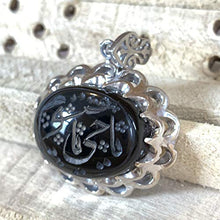 Load image into Gallery viewer, Black Akik Pendant for men and women | S925K | Jazaa Black Yemeni Aqeeq Stone Pendant | Jazaa Black Aqeeq Yemeni | AlAliGems

