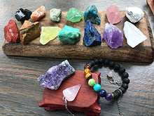 Load image into Gallery viewer, Tesh Care Chakra Therapy Starter Collection 17 pcs Healing Crystals kit, 7 Raw Chakra Stones,7 Colorful Gemstones, Amethyst,Rose Quartz Pendulum,Chakra Lava Bracelet,Dry Roses,Guide,COA,Gift Ready
