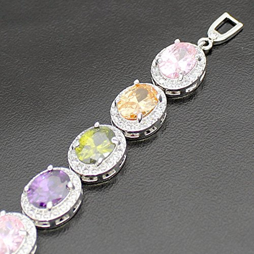 Load image into Gallery viewer, Oval Ladies Tennis Bracelet Garnet White Topaz Amethyst Citrine Peridot Pink Topza 7 inch (Multi Genstones)
