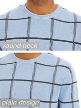 Load image into Gallery viewer, Mens Fall Sweater Pullovers for Men Casual Sweater Mens Casual Crewneck Fall Winter Pullovers Basic Cotton Sweater for Men Light Blue
