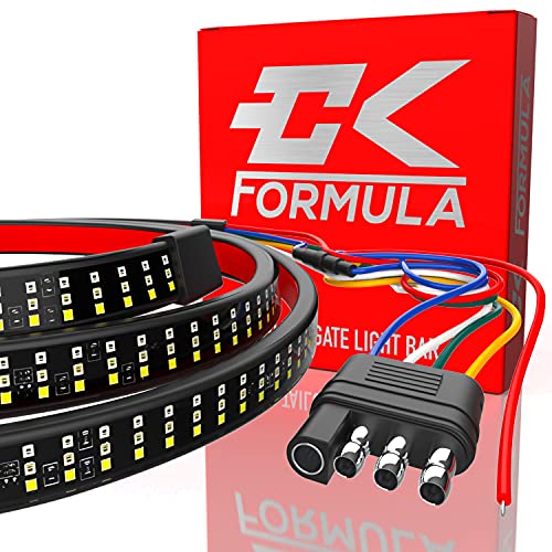 CK Formula 48” Triple Row LED Tailgate Light Bar - 5 Functions: Reverse, Brake, Running, Turn Signal, Double Flash Light Strip for Trucks, 2935 SMD LED Chips, IP67 Waterproof, 12V, 1 Piece
