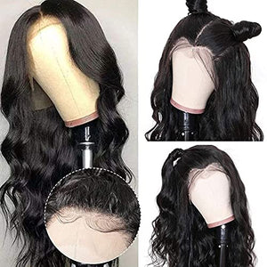 13x4 Body Wave Lace Front Wigs Human Hair Wigs for Black Women Glueless Lace Frontal Wigs Brazilian Virgin Human Hair Pre Plucked Bleached Knots Natural Color Wet and Wavy (30 Inch, Body Wave Wigs)