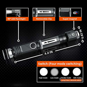 Flashlight, NICRON N7 600 Lumens Tactical Flashlight, 90 Degree Mini Flashlight Ip65 Waterproof Led Flashlight 4 Modes- Best High Lumens are for Camping, Outdoor, Hiking （Not Including Batteries）Gift
