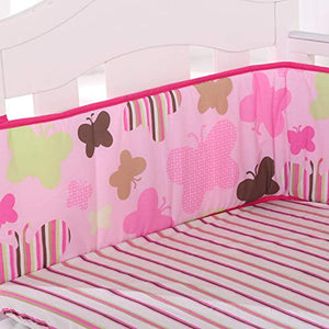 Wowelife Baby Pink Butterfly 7 Piece Baby Girl Bedding Crib Sets with Bumpers(Pink Butterfly)