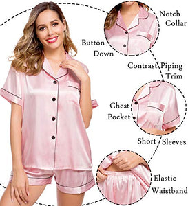 LecGee Pajamas Set Short Sleeve Sleepwear Womens Button Down Nightwear Soft Pj Lounge Sets