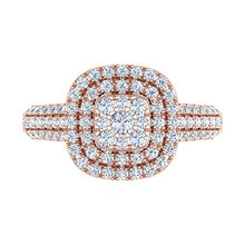 Load image into Gallery viewer, 1 Carat Cushion Cut Halo Prong Set Diamond Engagement Ring in 10K Rose Gold - IGI Cert (Ring Size 7)
