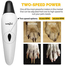 Load image into Gallery viewer, LuckyTail Dog Nail Grinder Trimmer – Professional Quiet 2-Speed Rechargeable Electric Pet Grooming &amp; Smoothing Tool Kit – Painless Paw Clipper
