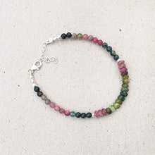Load image into Gallery viewer, Watermelon Tourmaline Bracelet for women Sterling Silver October Birthstone Gemstone Jewelry

