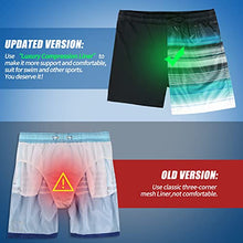 Load image into Gallery viewer, MILANKERR Spandex Swim Shorts for Men with Compression Liner,Men Bathing Suit with Boxer Brief Liner Compression(Blue Stripe,Small)
