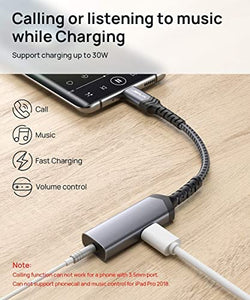 JSAUX USB C to 3.5MM Female Jack Adapter + USB C to 3.5mm Headphone and Charger Adapter (Bundle)