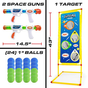USA Toyz Astroshot Gemini Shooting Games for Kids - 2pk Soft Foam Ball Popper Toy Foam Blasters and Guns, 2-Player Toy Guns Set with Standing Shooting Target and 24 Soft Foam Balls