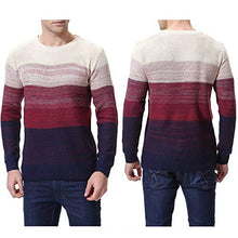 Load image into Gallery viewer, LongPing Mens Fashion Crewneck Striped Pullover Sweater Soft Thermal Cotton Knitted Color Block Sweaters(my235Red-X-Large)
