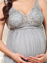 Load image into Gallery viewer, Ever-Pretty Women&#39;s Maxi A-line Sleeveless Lace V-Neck Maternity Photography Dresses Gray US12
