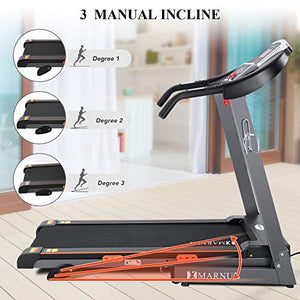 MARNUR Treadmill Electric Folding Treadmills for Home with Incline Portable Motorized Running Machine Heavy Duty Exercise Machine with 15 Preset Programs with Pad/Phone & Cup Holder