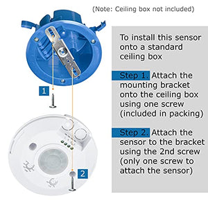 J.LUMI YCA1050 PIR Motion Sensor Light Switch 2000W, Ceiling Mount Motion Sensor Ceiling Motion Sensor Switch, PIR Sensor, Slim Profile, White (85-265V AC)
