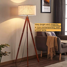 Load image into Gallery viewer, Anbomo Wood Tripod Floor Lamp, Modern Standing Light with E26 Lamp Base, Wood Floor Reading Lamp for Contemporary Living Rooms, Study Room and Office
