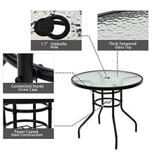 Load image into Gallery viewer, Tangkula 32" Outdoor Patio Table Round Steel Frame Tempered Glass Top Commercial Party Event Furniture Conversation Coffee Table for Backyard Lawn Balcony Pool with Umbrella Hole
