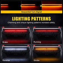 Load image into Gallery viewer, SUPAREE 5FT LED Triple Tailgate Light Bar Plug-and-Play with 4-Way Flat Connector Wire - Amber Sequential Turn Signal Red Brake/Running, White Reverse Lights for Pickup Truck
