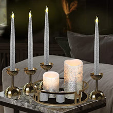 Load image into Gallery viewer, Furora LIGHTING Silver Glitter Flameless Candles Battery Operated, Remote Controlled Pillar Candles and Votive Candles Bundle with 4 Pack Silver Taper Candles with Timer for Christmas Table Decoration
