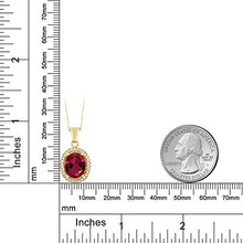 Load image into Gallery viewer, Gem Stone King 18K Yellow Gold Plated Silver Red Created Ruby Pendant Necklace For Women (4.40 Cttw, Oval 11X9MM, with 18 Inch Chain)
