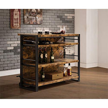 Load image into Gallery viewer, BOWERY HILL Industrial Home Bar Unit with Stemware Rack in Antique Nutmeg
