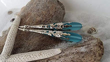 Load image into Gallery viewer, Handmade jewelry from Hawaii,"long teardrop" Turquoise Bay blue sea glass earrings,"December Birthstone", (Hawaii Gift Wrapped, Customizable Gift Message)
