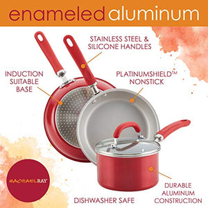 Rachael Ray Create Delicious Nonstick Cookware Pots and Pans Set, 13 Piece, Red Shimmer