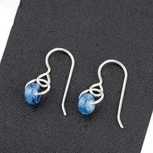 Load image into Gallery viewer, Small Blue Kyanite Gemstone Spinner Orbit Earrings in Sterling Silver
