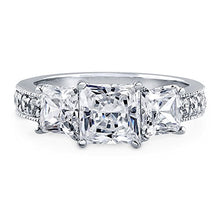Load image into Gallery viewer, BERRICLE Rhodium Plated Sterling Silver Princess Cut Cubic Zirconia CZ 3-Stone Anniversary Promise Engagement Ring 3.25 CTW Size 10
