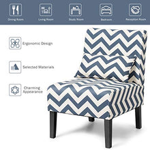 Load image into Gallery viewer, Giantex Set of 2 Armless Accent Chair w/Back Pillow, Wood Legs, Soft Sponge, Upholstered Fabric Accent Side Chair, Living Room Chair for Home, Bedroom, Office (2, Blue/White)
