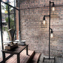 Load image into Gallery viewer, NIUYAO Industrial Style 60&#39;&#39; High Track Tree Floor Lamp Iron Cage 3 Lights Pipe LED Floor Light Fixture Black 409434
