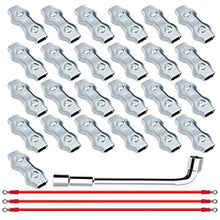 Load image into Gallery viewer, GradenNow Upgraded 25 PCS M5 Poly Rope Connector Wires Splicer Galvanized Steel Connector Kit for Electric Fences + 3 PCS Polyrope to Polyrope Connector Silicone Copper Conductive Wires + Sleeve Tool
