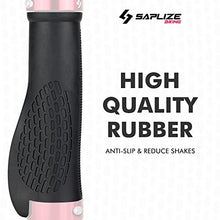 Load image into Gallery viewer, SAPLIZE Bike Handlebar Grips, Ergonomic Design, PR11 (Black, Blue Rings, with Aluminium End Caps)
