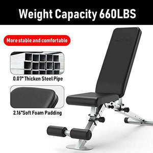 leikefitness Adjustable Weight Bench Foldable Workout Exercise Bench with Automatic Lock for Upright Incline Decline and Flat Full Body Exercise GM5810(BLACK)