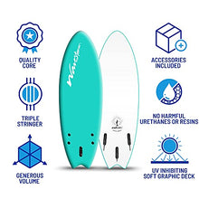 Load image into Gallery viewer, Wavestorm -Soft Top Foam 5&#39;6&quot; Surfboard/Fish Swallow Tail Surfboard for Beginners and All Surfing Levels Youth Complete Set Includes Leash and Multiple Fins (AZ21-WSSF560-TRQ)
