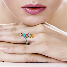 Load image into Gallery viewer, Sterling Silver Ring Genuine Turquoise &amp; Gemstones (Multi-Gemstones, 6)
