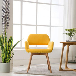 Lansen Furniture (Set of 2) Modern Living Dining Room Accent Arm Chairs Club Guest with Solid Wood Legs (Yellow)