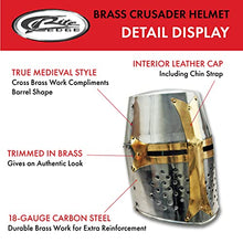 Load image into Gallery viewer, Szco Supplies 14” Decorative Barrel Brass Helm Crusader Helmet
