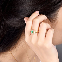 Load image into Gallery viewer, Beyond jewelry Genuine Emerald Diamond Ring 14K Yellow Gold Statement Rings for Women
