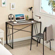 Load image into Gallery viewer, Aingoo No Assembly Folding Computer Writing Desk Industrial Style Home Office Study Laptop Gaming Table for Small Space Brown
