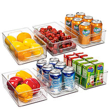 Load image into Gallery viewer, Ecowaare Plastic Refrigerator Organizer Bins, 6 Pack Clear Stackable Food Storage Bins for Pantry,Fridge,Cabinet,Kitchen Organization and Storage, BPA Free, 10x 6 x 3 inches
