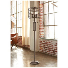 Load image into Gallery viewer, Industrial Floor Lamp Rustic Bronze Open Metal Cage 3-Light Antique LED Edison Bulbs Dimmable for Living Room Bedroom - Franklin Iron Works
