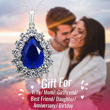 Load image into Gallery viewer, AXA Jewelry Gemstone 925 Sterling Silver Women's Necklace, Blue stone, Fashion Jewelry Pendant Necklaces, Gift
