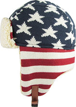 Load image into Gallery viewer, Stars and Stripes America Flag Aviator Trapper hat Trooper Ear Flaps Ushanka Eskimo Bomber Russian Warm Winter Cold (One Size, Flag Original)
