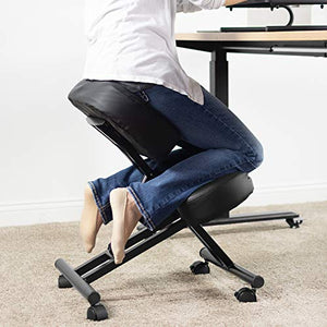 DRAGONN (by VIVO) Ergonomic Kneeling Chair, Adjustable Stool for Home and Office - Improve Your Posture with an Angled Seat - Thick Comfortable Cushions, Black (DN-CH-K01B)