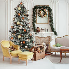 Load image into Gallery viewer, Kinder King 7.5FT Snow Flocked Artificial Christmas Tree, Premium Spruce Hinged Holiday Tree for Home, Office Decoration, 1242Tips, Ornament Balls Included, Easy to Assemble, Foldable Metal Stand
