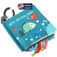 Load image into Gallery viewer, Fish Soft Cloth Book, Crinkle Baby Books Toys Shark Tails Soft Activity Early Education Toy for Babies,Toddlers,Infants,Kids, Teether Ring,Teething Baby Book Baby Shark,Octopus, Ocean Sea Animal Books
